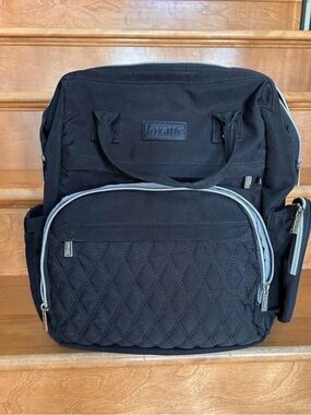 Black Lovatte CRUZ backpack diaper bag with extendable bassinet